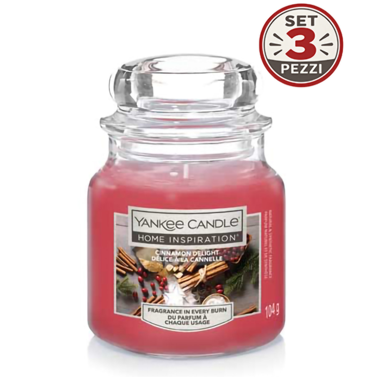 Set 3pz Candela in giara piccola Cinnamon Delight