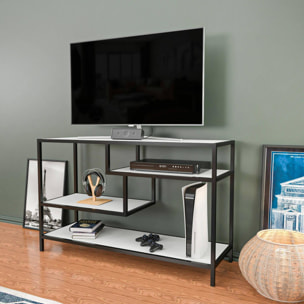 Mobile porta TV Dplizzar, Credenza da soggiorno, Armadio basso per TV, Base parete attrezzata, 120x39h75 cm, Bianco e Nero