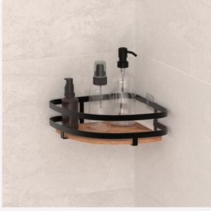 Étagère de douche d'angle "Blackacia" en acacia