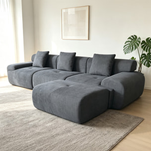 Canapé nuage compressé modulable en tissu chenille gris 4-5 places BURGESS