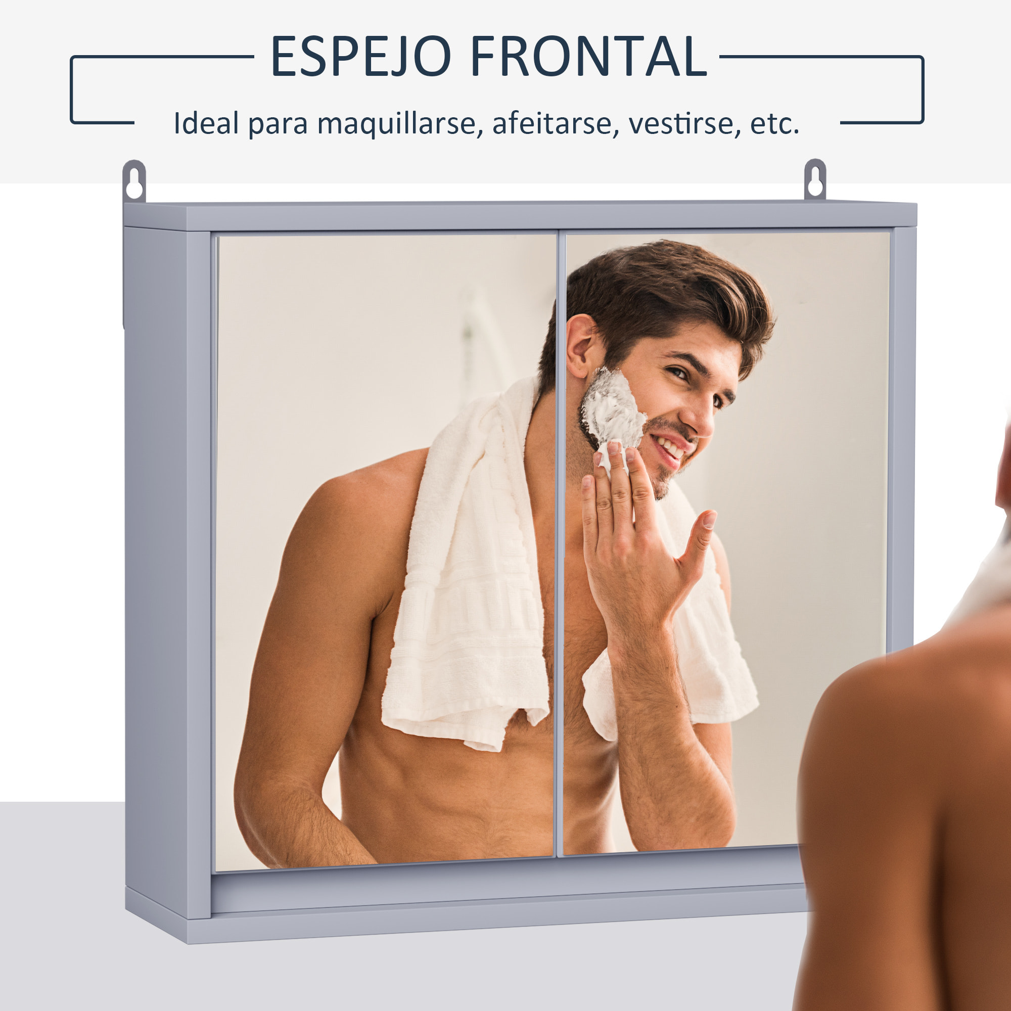 Armario de Baño con Espejo de Pared Estante Ajustable de 3 Niveles 48x14,5x45 cm