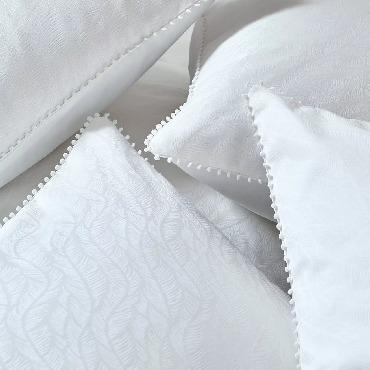 Housse de couette satin de coton motif jacquard blanc Alula blanc