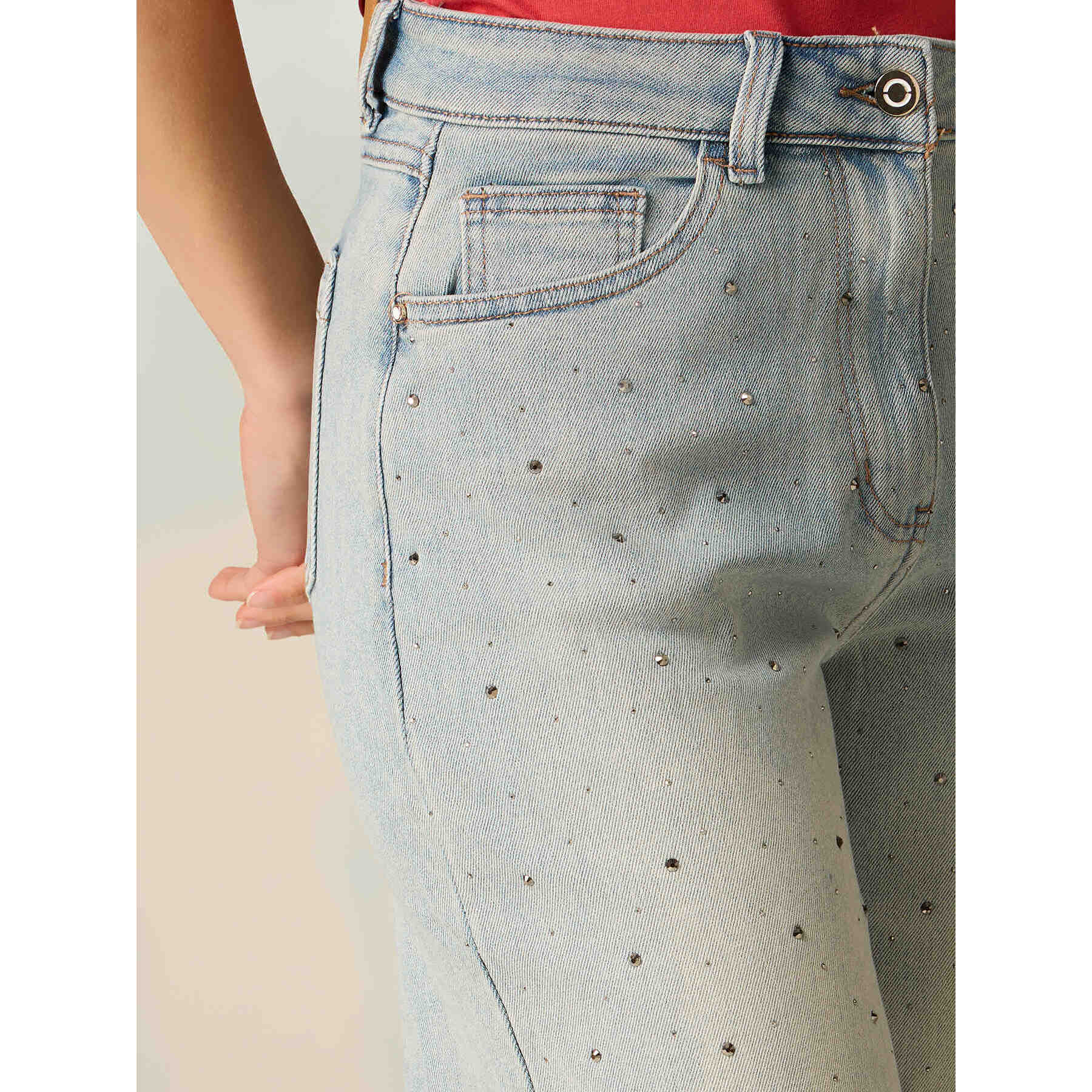 Oltre - Jeans ballon con tachuelas - Light - blue