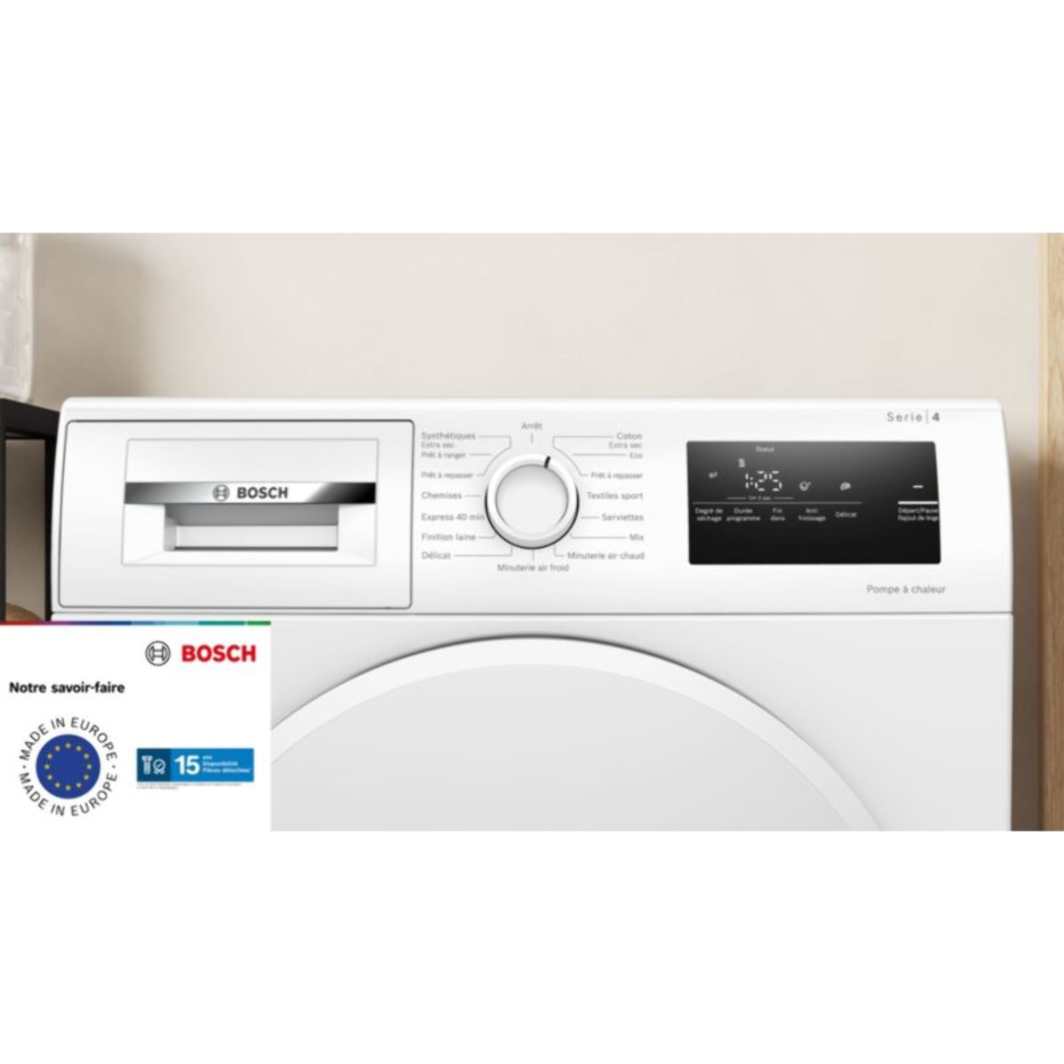 Sèche linge pompe à chaleur BOSCH WTH8300DFR, Série 4, Express 40 min