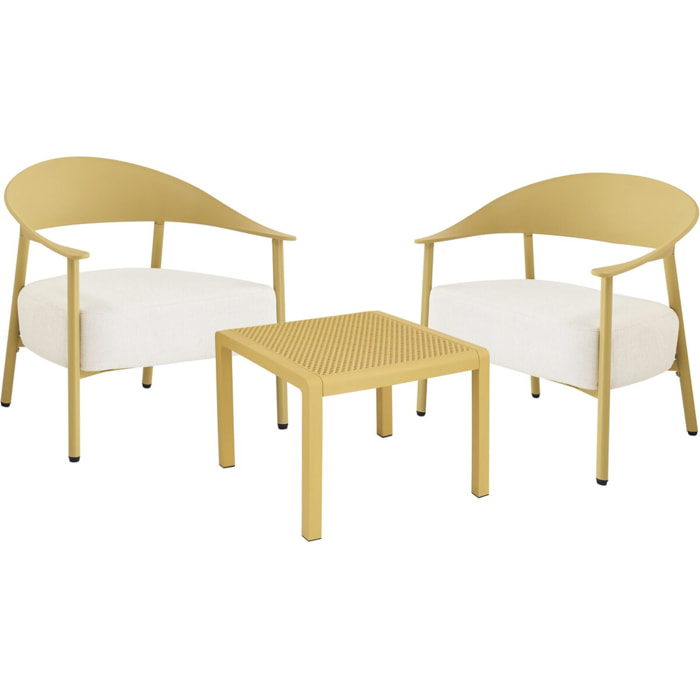 Salon de jardin en métal et plastique "Céora" - 2 places - Jaune