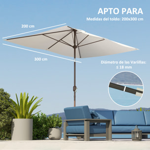 Toldo de Recambio de Sombrilla de 3x2 m Toldo de Repuesto para Sombrilla de Patio con Ventilación Superior Protección UV 50+ Cubierta de Repuesto para Parasol para Exteriores Beige