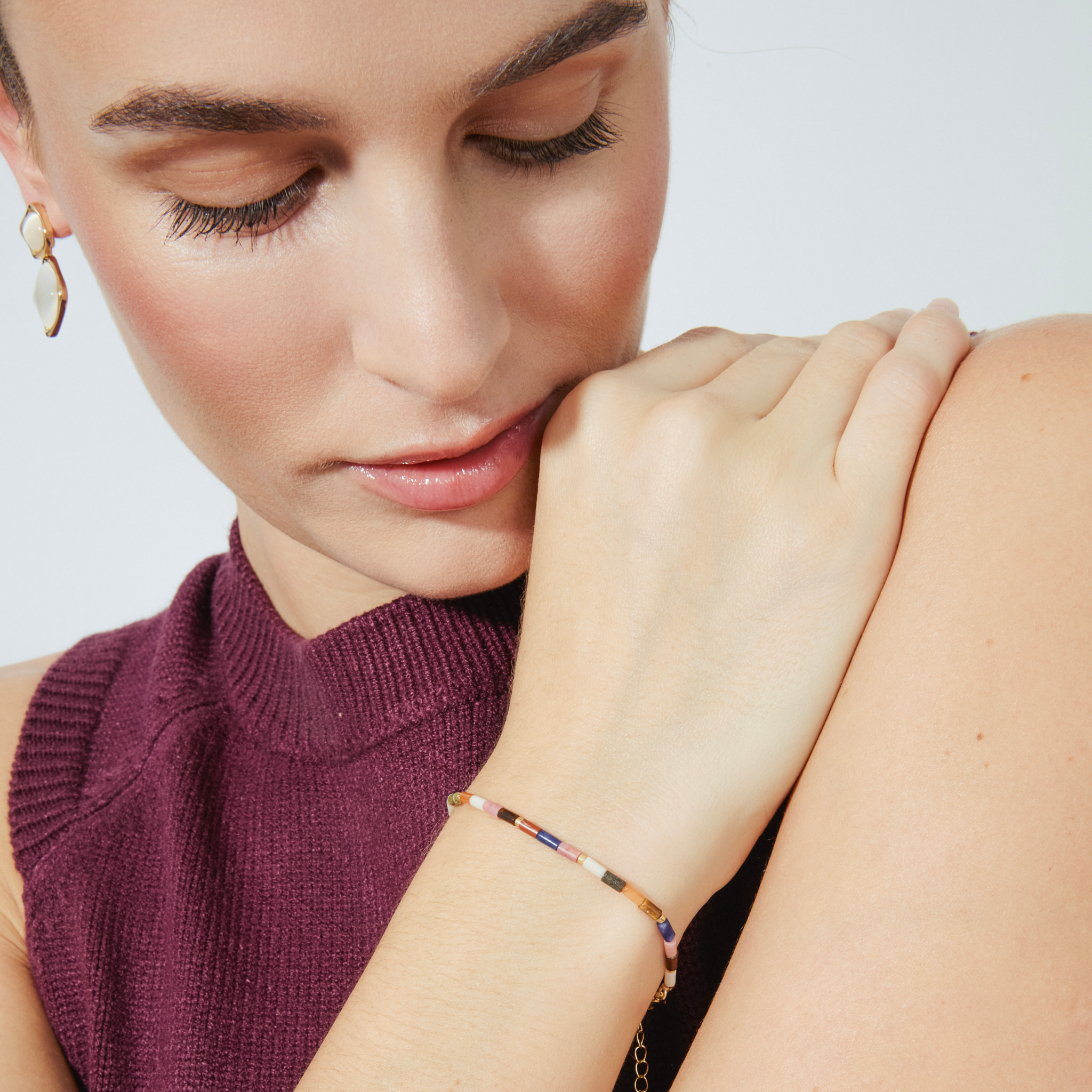 Pulsera de Turmalina Multicolor acabada en oro amarillo de 18K