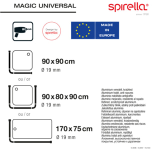 Spirella Barre tringle pour rideau de douche d'angle modulable à fixer en Alu MAGIC UNIVERSAL Blanc
