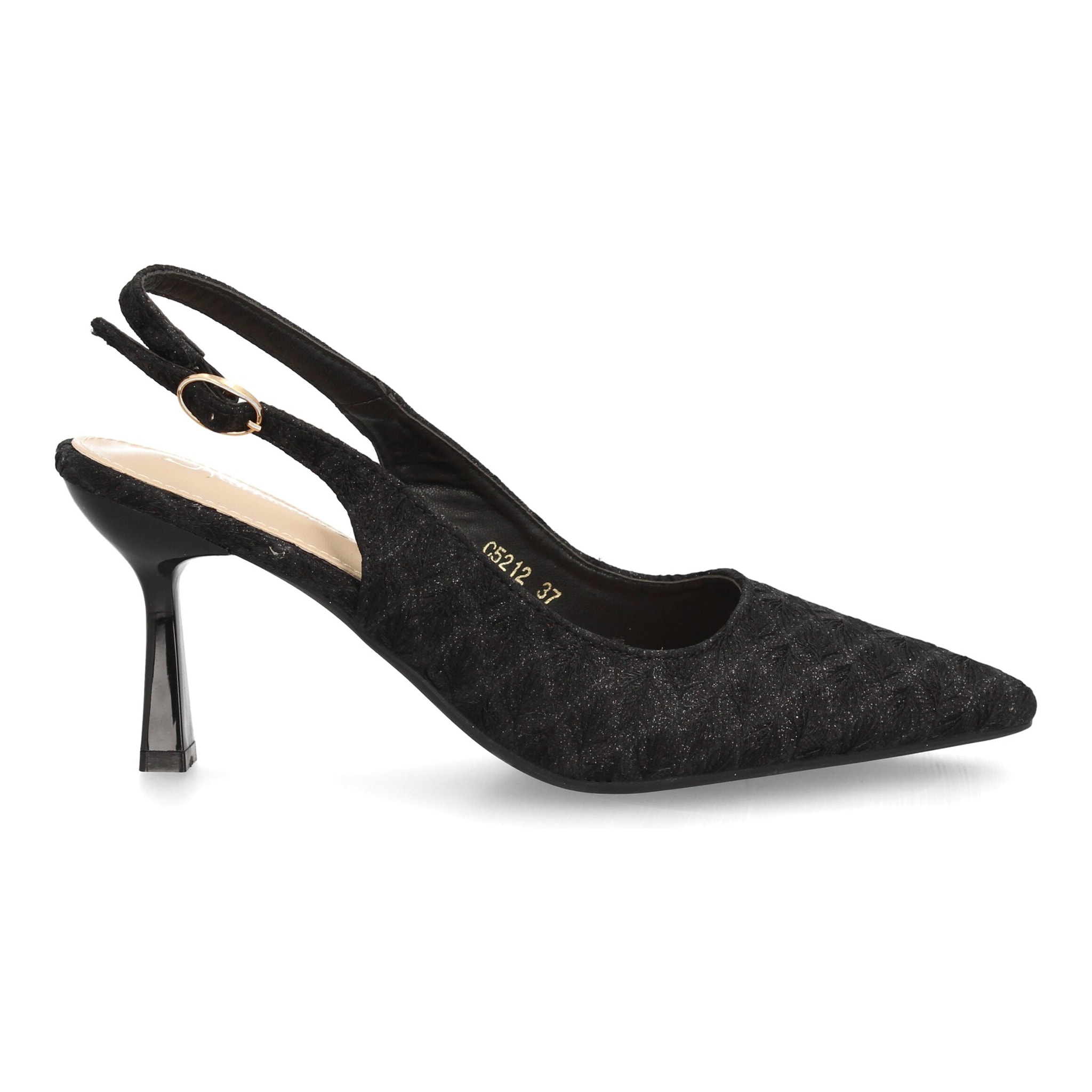 Zapato destalonado tacón fino elegante texturizado