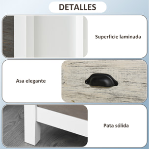 Mesita de Noche Moderna Mesilla de Noche con 3 Cajones Mesa de Noche para Dormitorio Salón 50x38x65 cm Blanco