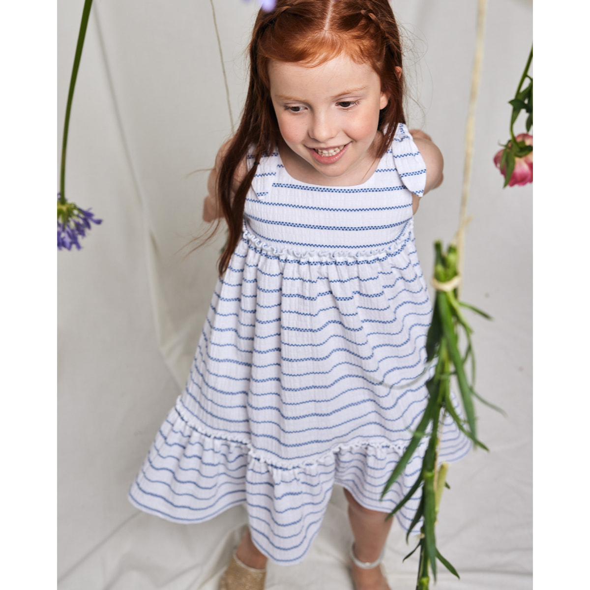 VESTIDO MIDI RAYAS ZIG ZAG AZULÓN