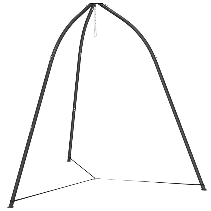 Soporte para Silla Colgante Triangular Altura 210 cm, con Cadena Ajustable, Base Estable, Resistente a la Intemperie, Estructura de Silla Colgante para Patio, Jardín, Carga 150 kg, Negro