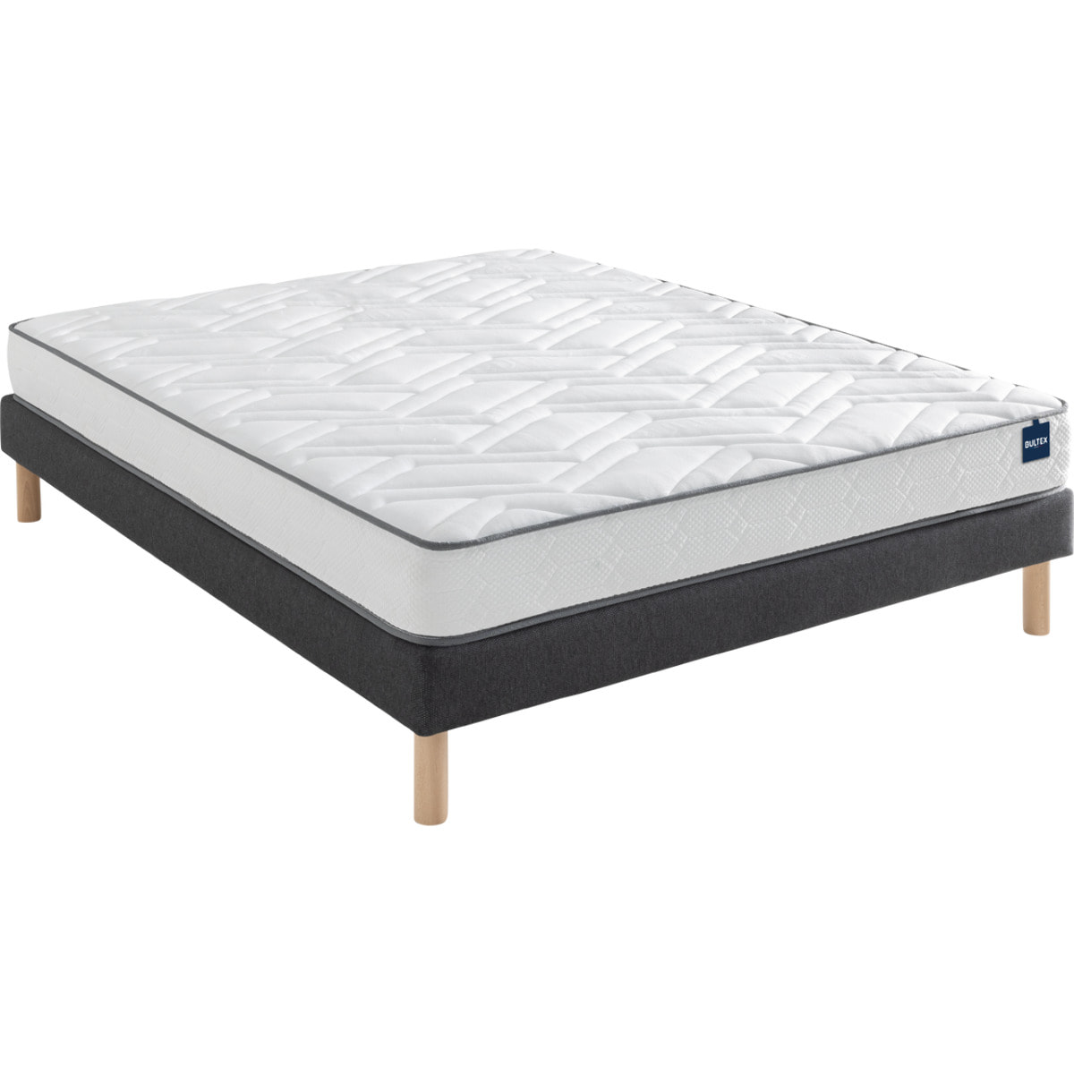 Ensemble BASICLY 2 places| Matelas H 19cm avec sommiers ferme |confort très ferme