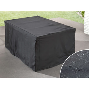 Cuba - Salon de jardin encastrable 10 places - en résine tressée - Noir avec coussins gris + housse de protection - Noir / Gris