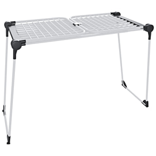 Stendibiancheria Estensibile Fino a 2 Metri Griglia Telescopica 30 M Stenditura Stendino Grande Con Ruote Richiudibile 218-300 x 55 x 126 cm Bianco