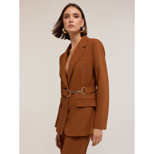 Motivi - Blazer in poliviscosa con cintura - Marrone