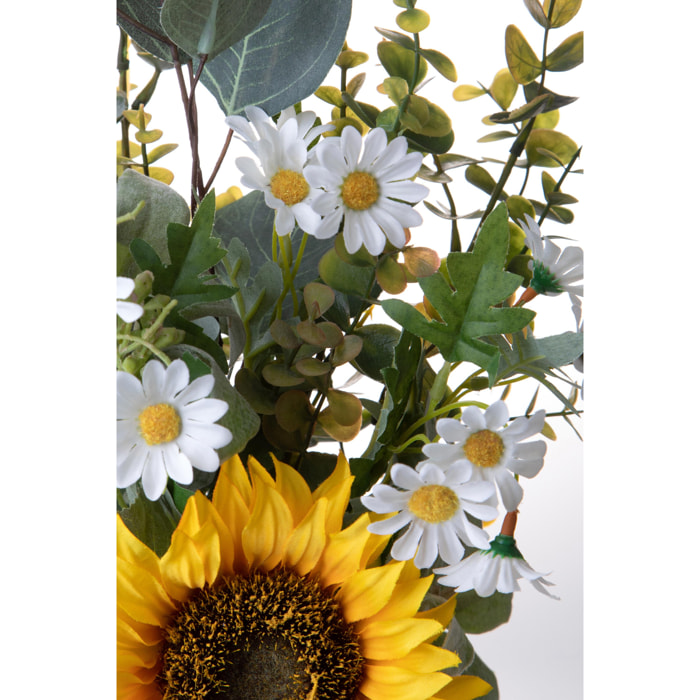 Bouquet Con Girasole - Pezzi 2 - Colore: Giallo - 19xH53x21cm - Bianchi Dino -