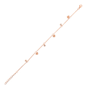 Bracciale con Ciondoli a Cuore e Punti Luce in Cubic Zirconia