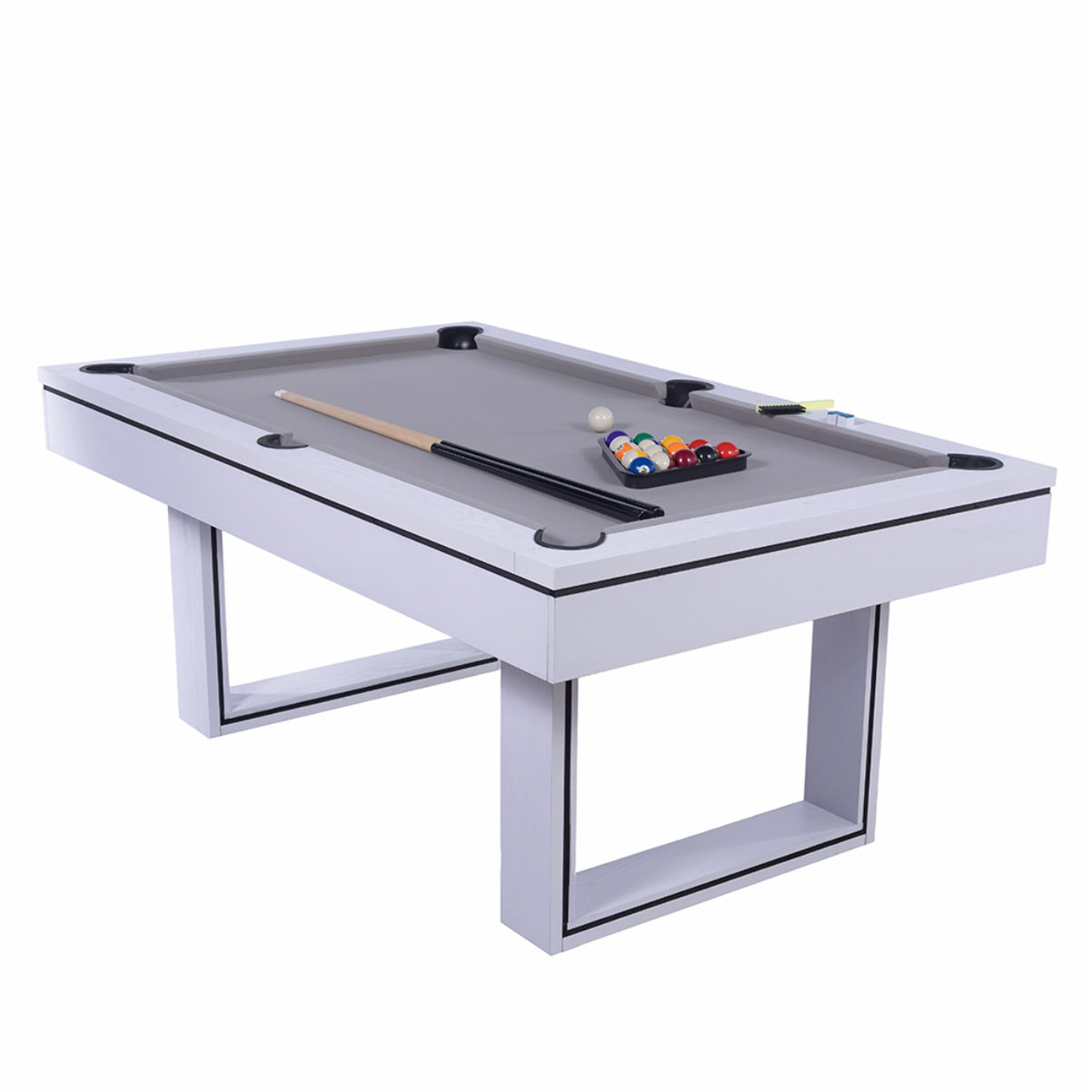 Table multi-jeux 3 en 1 billard et ping-pong en bois blanc ARIES