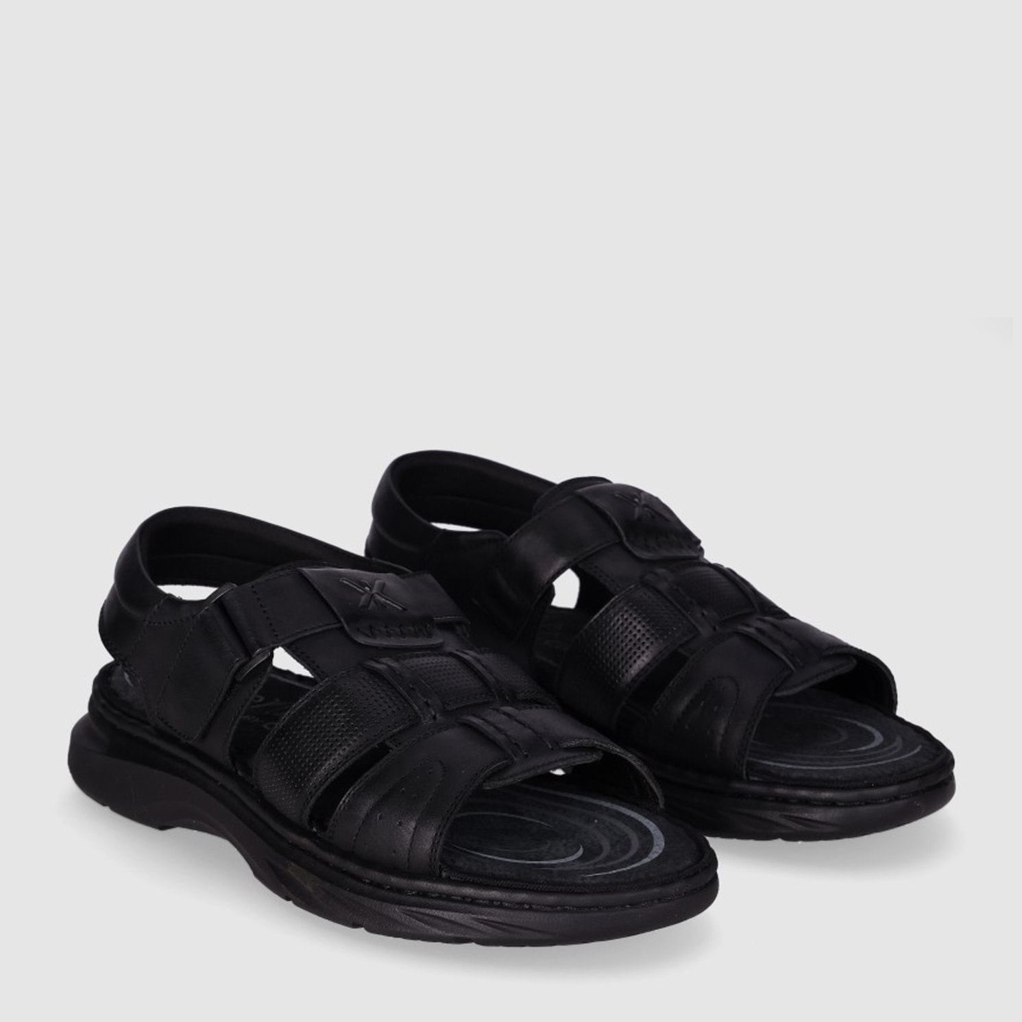 Sandalias de Piel - Negro - Tacón: 1 cm