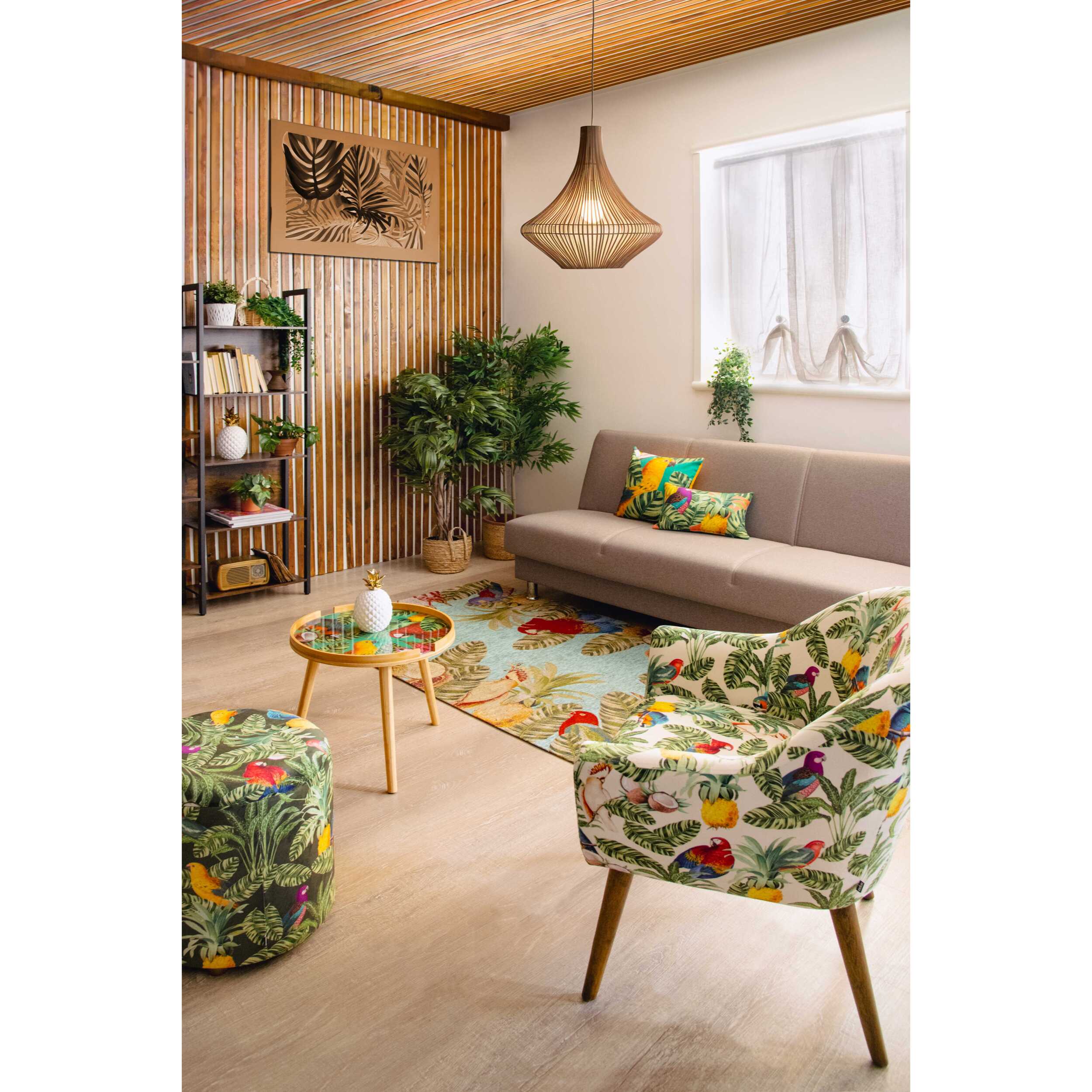 Pouf contenitore Excelsa Havana in velluto e legno 40x40x46 cm multicolore