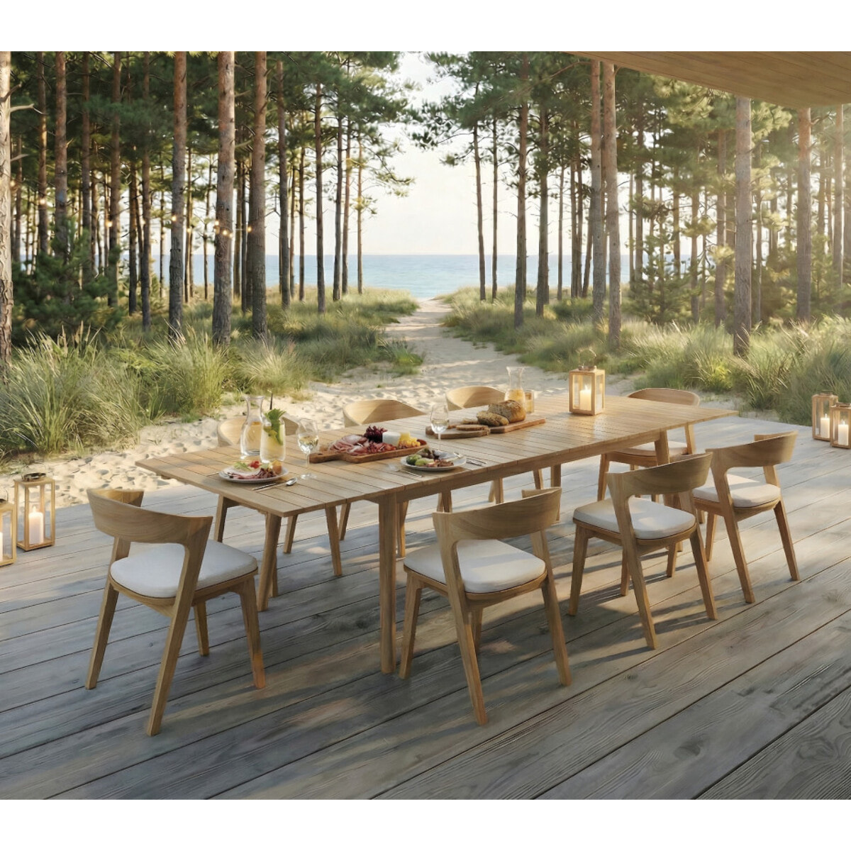 Ensemble table et chaises de jardin  - teck - TRIPOLINADO XL