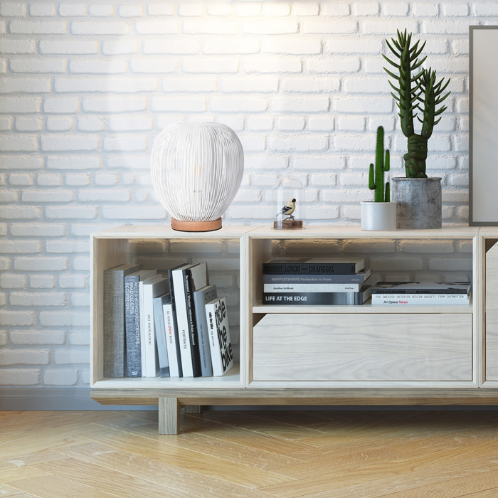 Lampe A Poser Boule Filaire Blanc