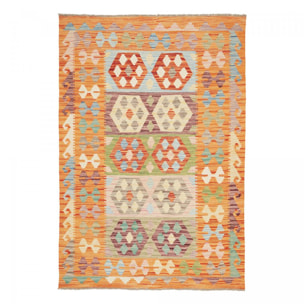 Tapis kilim au motif ethnique, tissé plat authentique, POJEG