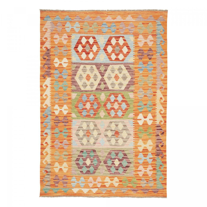 Tapis kilim au motif ethnique, tissé plat authentique, POJEG
