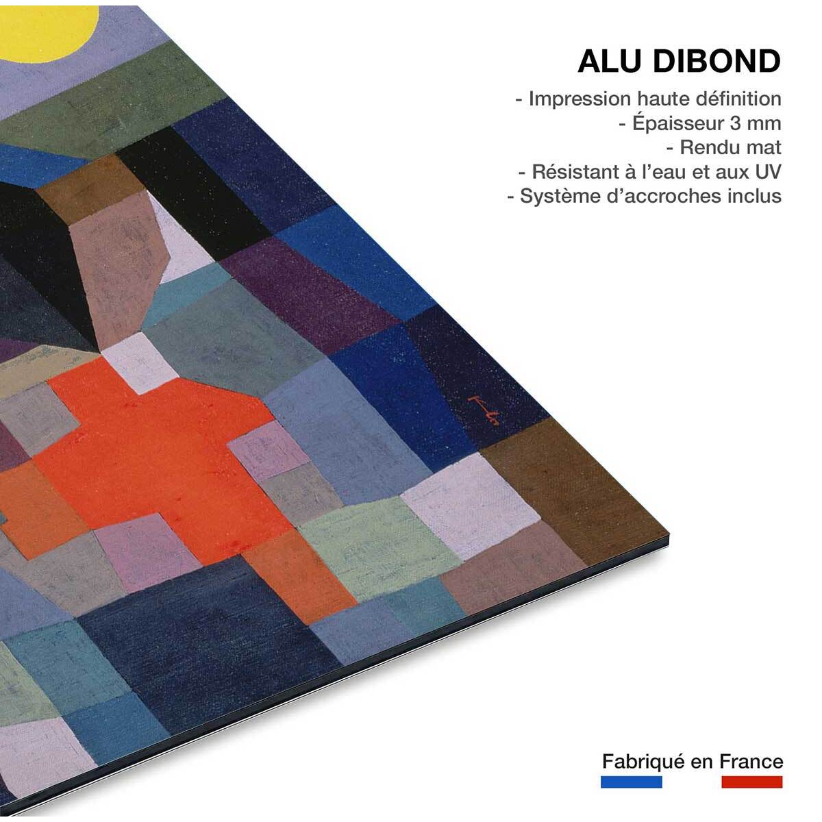 Tableau d'art classique Paul Klee Feu par Pleine Lune Tableau alu Dibond