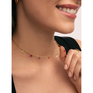 Collar Color Bits Acero Baño Oro