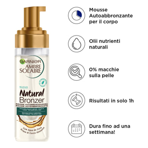 Mousse Autoabbronzante Idratante Ambre Solaire Natural Bronzer con Acqua di Cocco - Flacone da 200ml