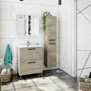 Mueble de baño Athena 80 2 cajones + espejo Roble Alaska