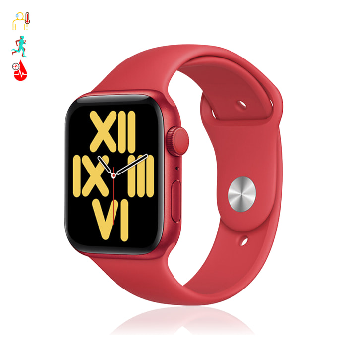 Smartwatch X8 Max con marcador y llamadas Bluetooth, termómetro corporal, monitor cardiaco y de tensión.