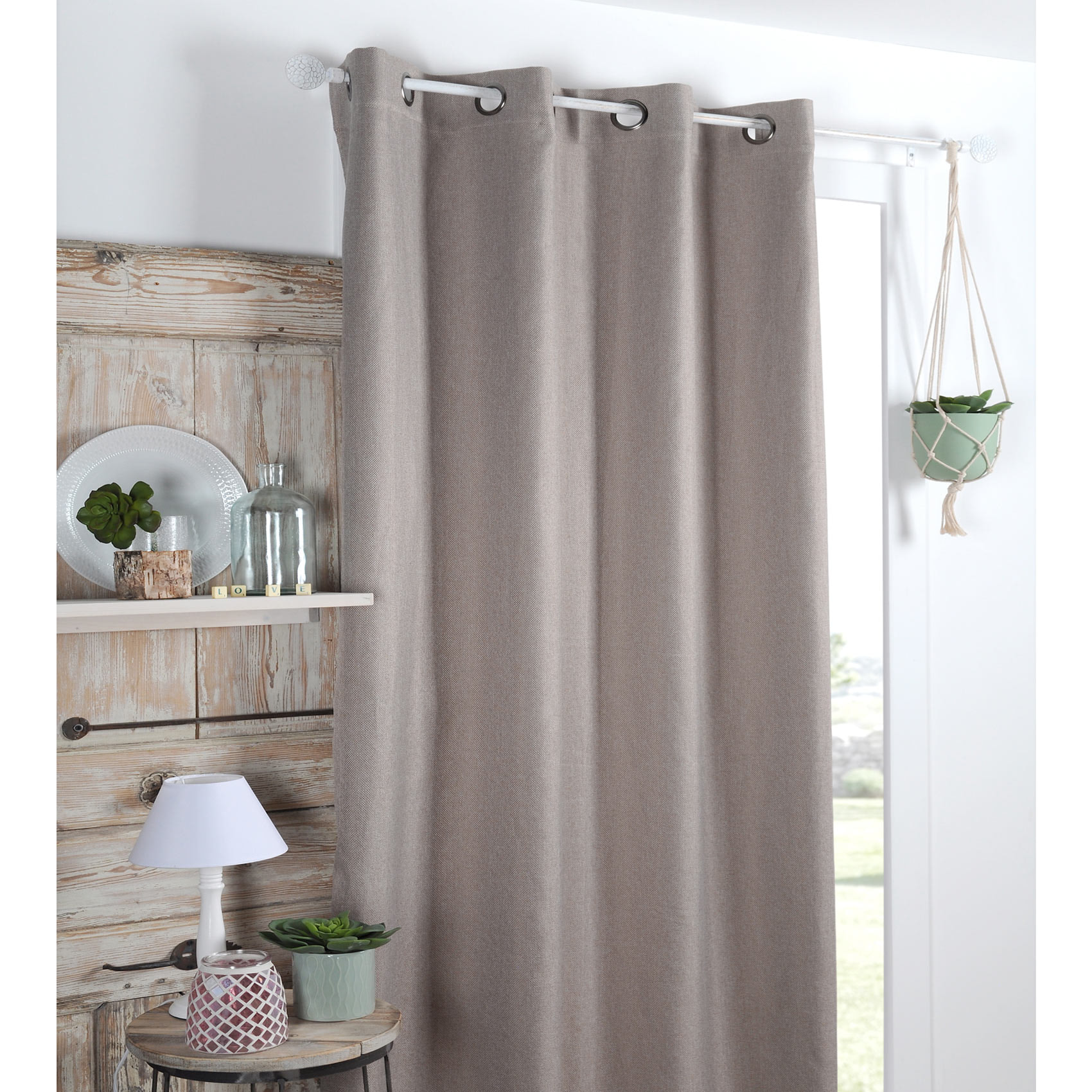 Rideau occultant doublure polaire - Beige