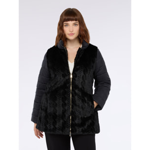 Fiorella Rubino - Chaqueta bimaterial con mangas acolchadas - Negro