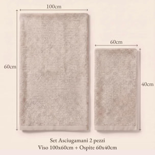 INTRECCI HOME Set Bagno Asciugamani Viso e Ospite, in Puro Cotone 500 g, Morbidezza Extra, Assorbenza Superiore