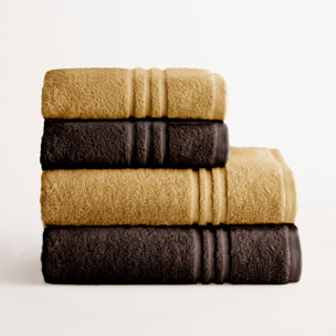 Set 2 toallas ducha + 2 toallas lavabo ocre-cofee premium