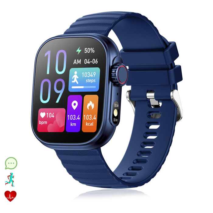 DAM Smartwatch ZW39 con notificaciones de Apps, llamadas Bluetooth. Monitor de tensión y oxígeno en sangre. 3,7x1,1x4,7 Cm. Color: Azul