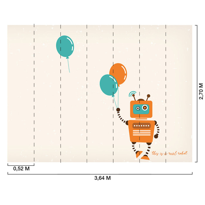 Papier peint enfant ballon robot Intissé