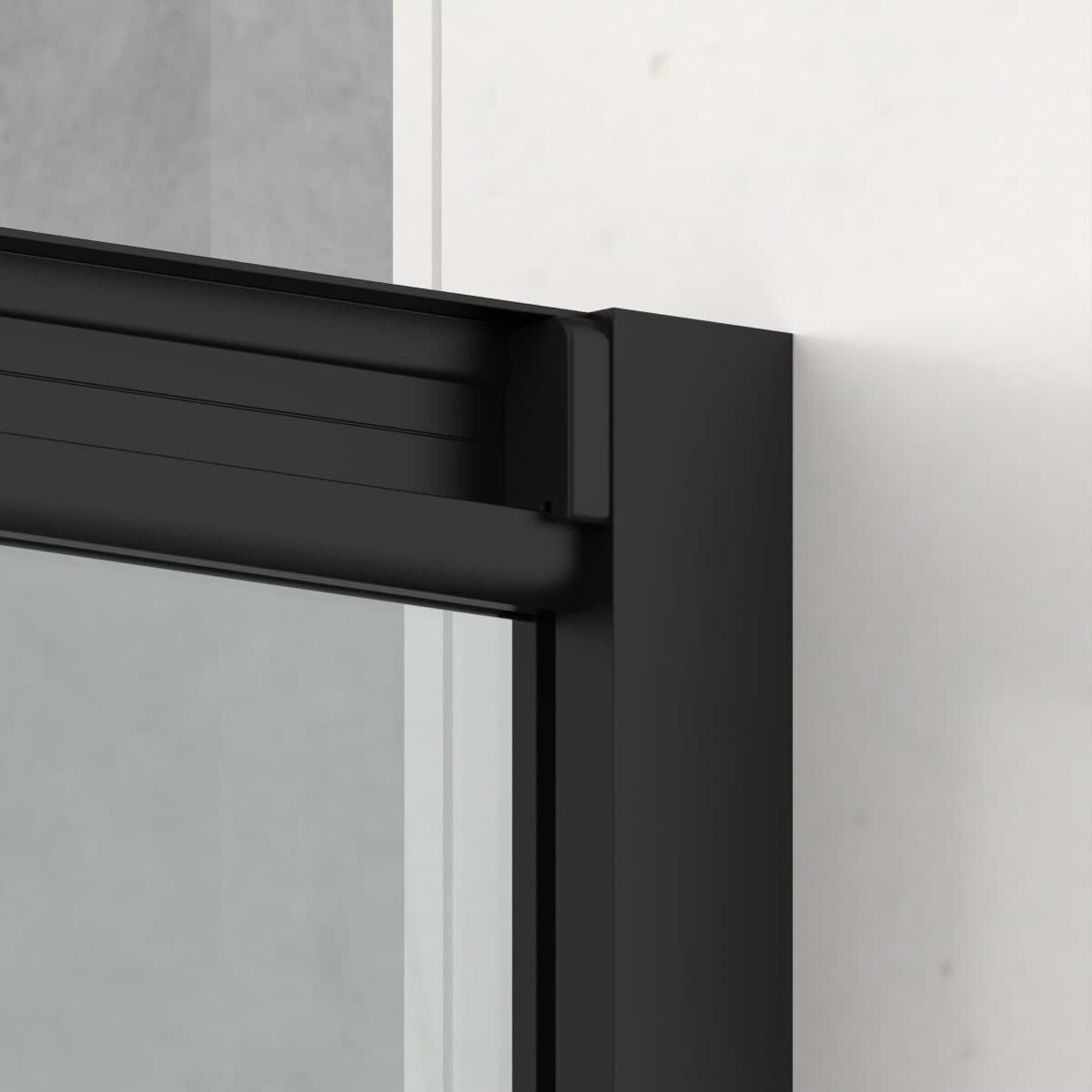 TEX BB ensemble porte coulissante/paroi 100x90cm anticalcaire avec profilés noir mat (SIKOTEXDBB100S90C)