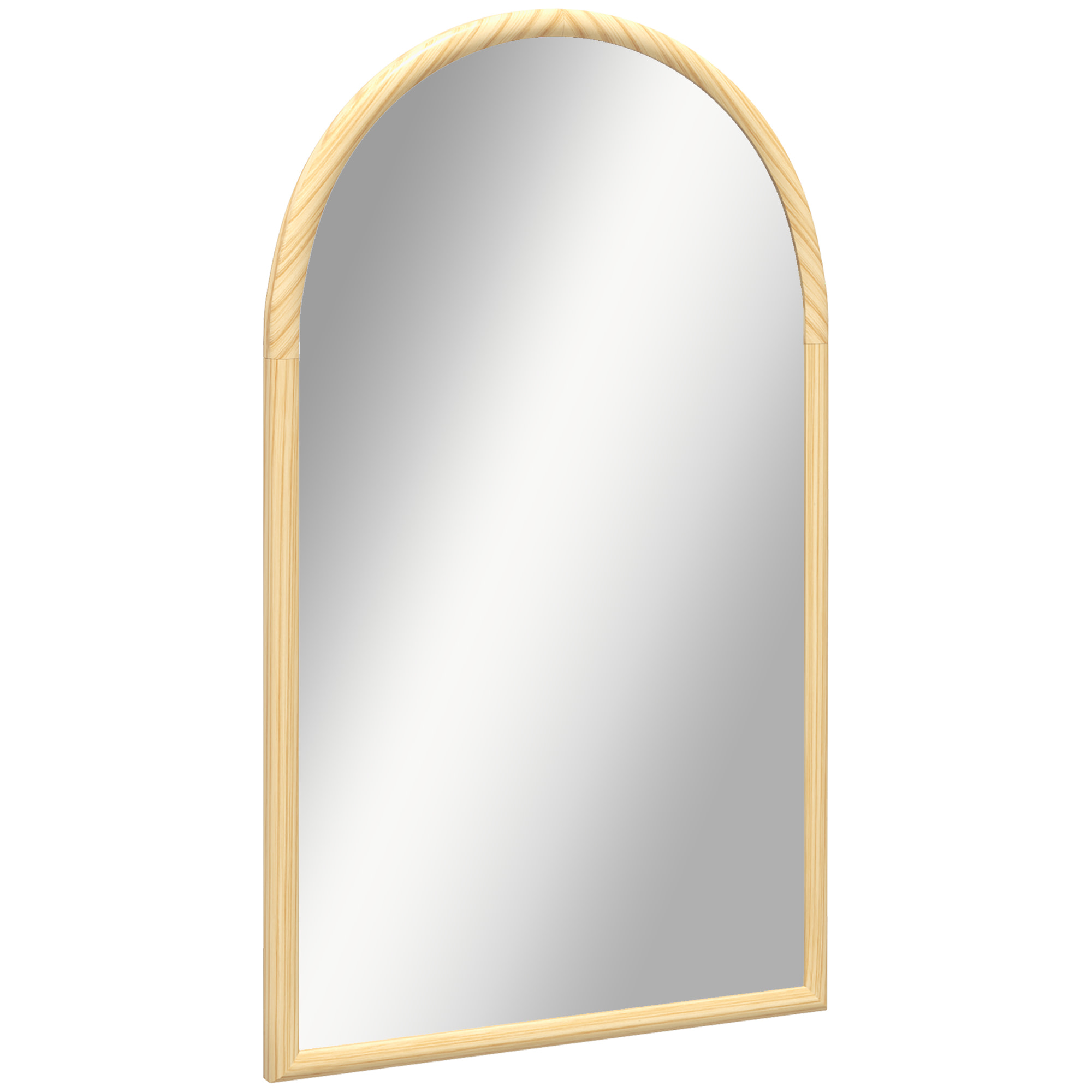 Miroir mural arche bois 110 x 65 cm clair naturel