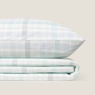 Sábana de algodón 180 hilos cuadros Newren color agua marina 100% Algodón