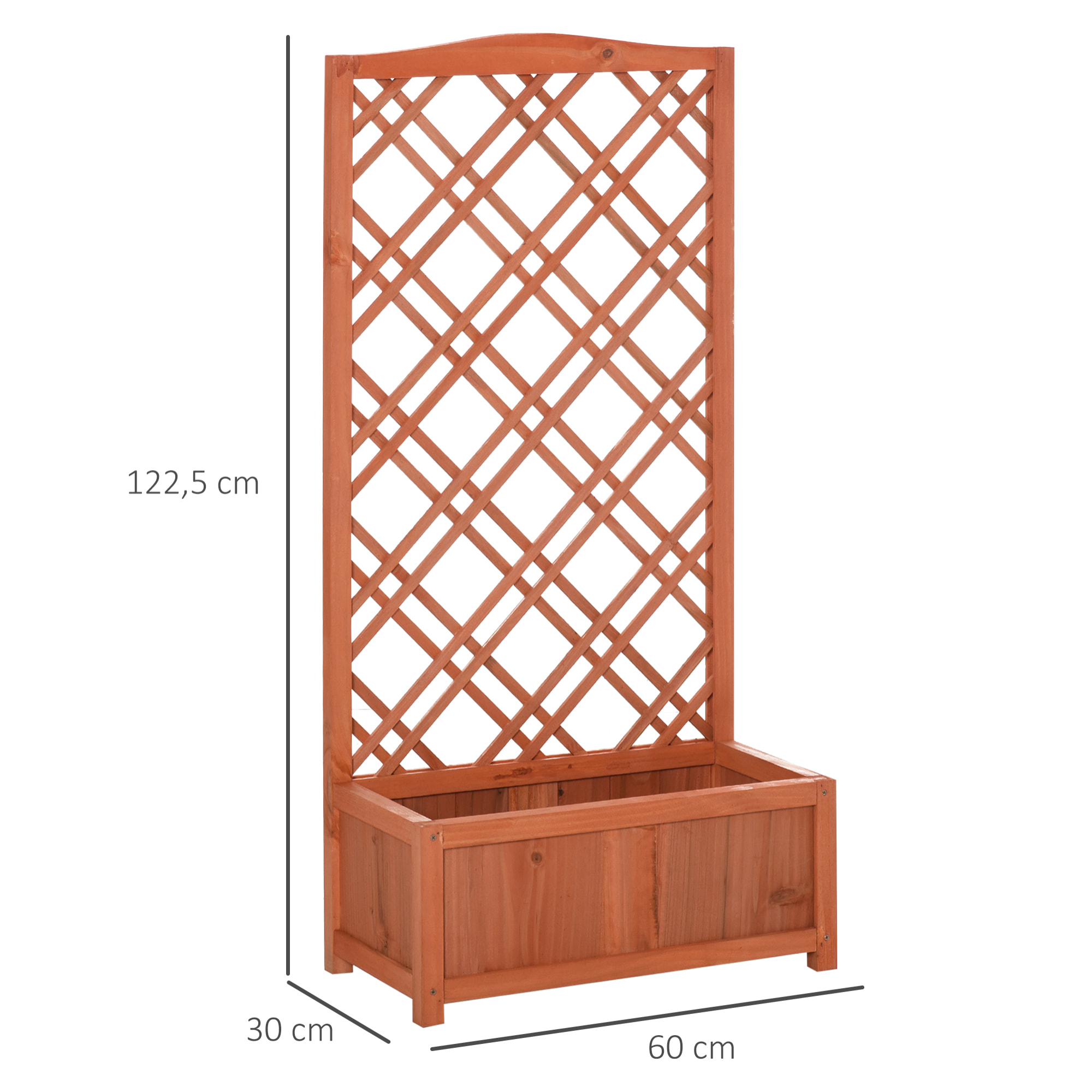 Jardinière avec treillis - bac à fleurs - jardinière sur pied - dim. 60L x 30l x 122H cm bois sapin pré-huilé