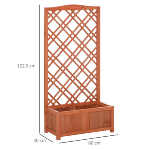 Jardinière avec treillis - bac à fleurs - jardinière sur pied - dim. 60L x 30l x 122H cm bois sapin pré-huilé