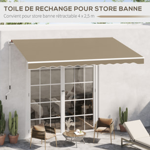 Toile de rechange store banne - lambrequin vagues douces - polyester haute densité 280 g/m² anti-UV dim. 3,82L x 2,4l (avancée) m café latte