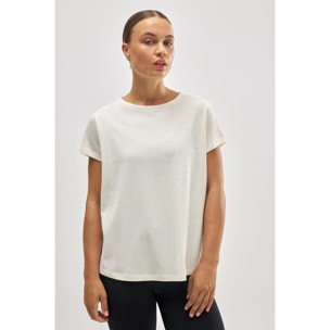 T-shirt basico in cotone color avorio, stile sportivo