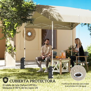 Carpa Plegable 2,4x2,4 m, Pop-up, Cenador de Jardín con UPF50+, Bloqueo Central, Altura Ajustable, Bolsa de Transporte, Sacos Arena, Gazebo para Exterior, Beige