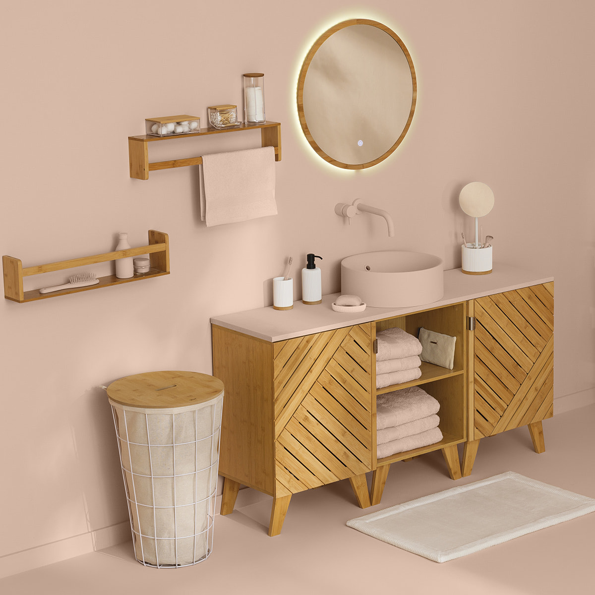 Meuble 1 porte Bambou Bath N' Modul