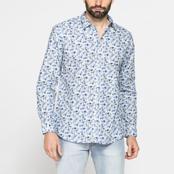 CAMICIA ESTIVA IN COTONE LEGGERO CON COLLO ITALIANO